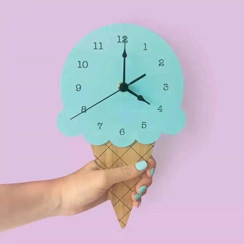 INS Hot Air Balloon Ice Cream Wall Clocks Children Bedroom Hanging Mute Clock Nordic Kids Room Decoration Ornaments Photo Props