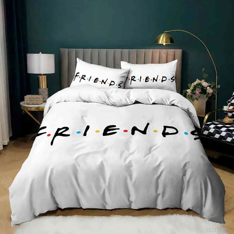 Friends Tv Show Style Bedding Set for Bedroom Soft Bedspreads Bed Linen Comefortable Duvet Cover Quilt and Pillowcase