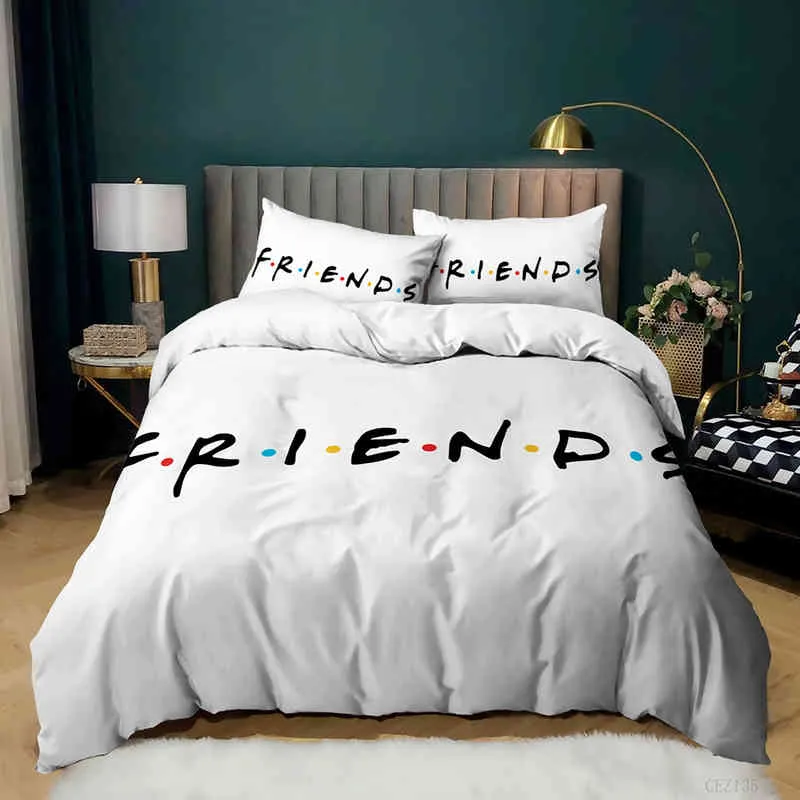 Przyjaciele program telewizyjny zestaw pościeli do sypialni miękkie narzuty pościel wygodna poszwa na kołdrę i poszewka na poduszkę