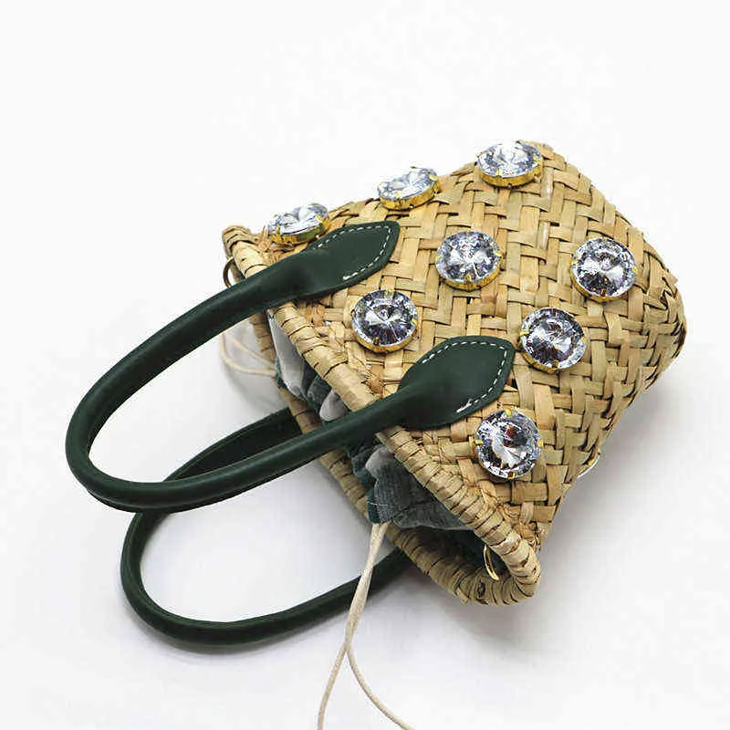 Shopping Bags Designer Basket Bag Women's Diamond Rattan Shoulder Crossbody Bag Drawstring Mini Handbags Female Brand Summer Small Tote Purses 220412