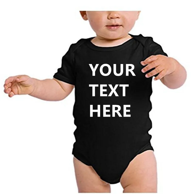 Din text här baby romper anpassar född pojke tjej onesie bomull kort ärm spädbarnskläder 220607