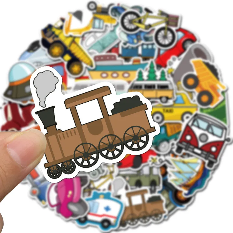adesivos de transporte de desenhos animados fofos adesivos de trem de escavadeira para helmetps4 laptop de guitarra Toys 220716
