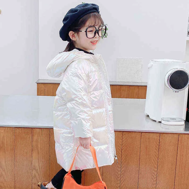 Autumn Winter Warm Girls Down Jacket Long Style Fashion Hooded Zipper Christmas Boys Jacket Birthday Party Costume Kids Clothing J220718