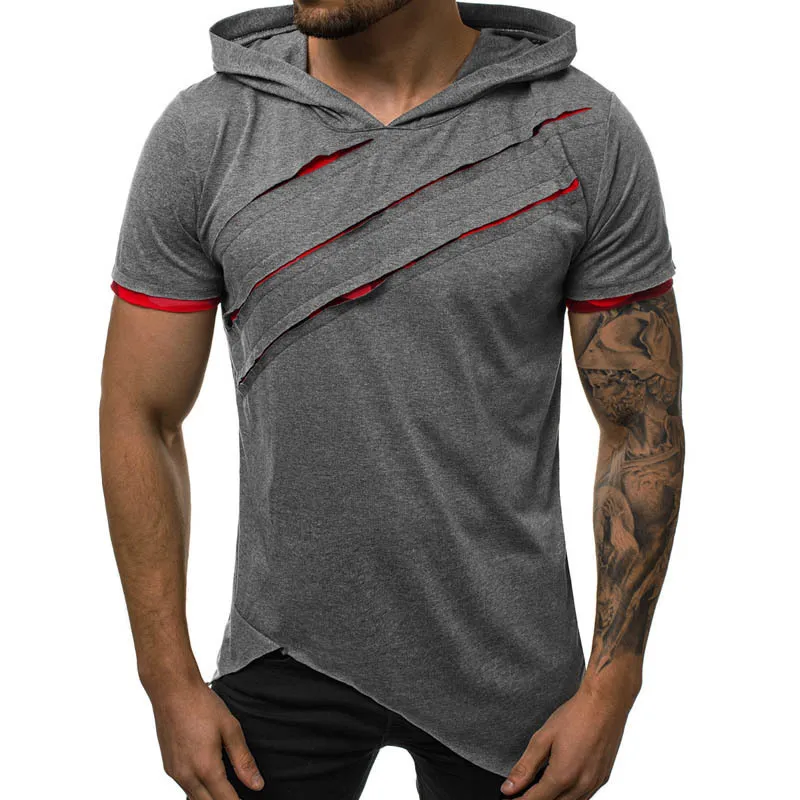 Summer Men's Hooded t-shirt Casual Slim Short Sleeve t shirt men Plus Size 3XL Solid Men Clothes Streetwear Tee Shirt Homme 220504