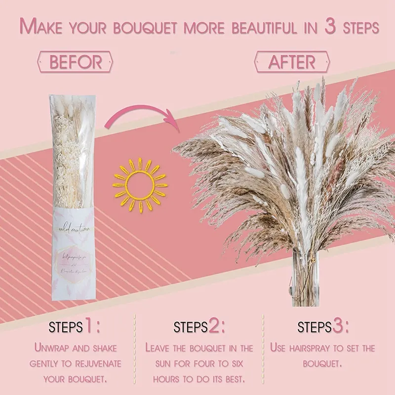 1045 cm Pampas secco naturale bouquet bou boho decorazioni la casa phragmites floom la disposizione dei fiori del matrimonio Reed4971038