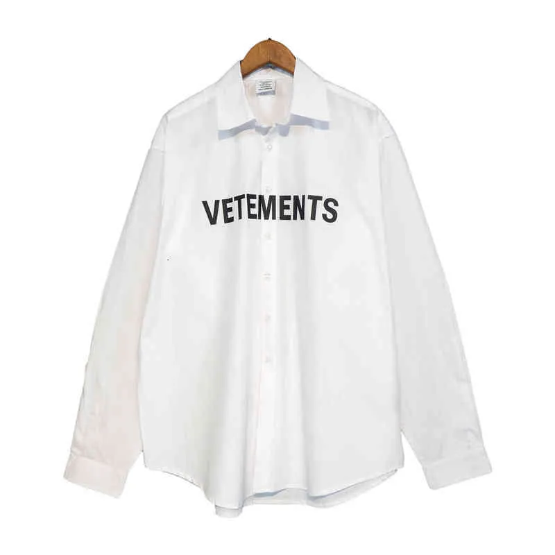Tide Legal Brand Weitemeng Events Letter Printing Camicia bianca a maniche lunghe casual da uomo e da donna