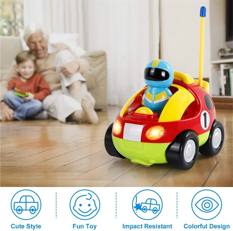 Cartoon RC Race Car R afstandsbediening met muzieklichten geluid voor kinderen kinderen voertuigen speelgoed voor jongensgeschenken 220429
