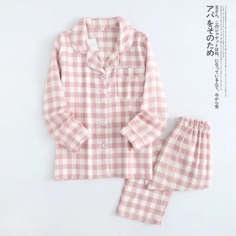 Wiosna jesienna jesienna zimowa odzież dla chłopców dziewczynki 2-częściowy płaszcz w stylu płaszcza bawełniany piżama kraciasta odzież domowa salon 220706