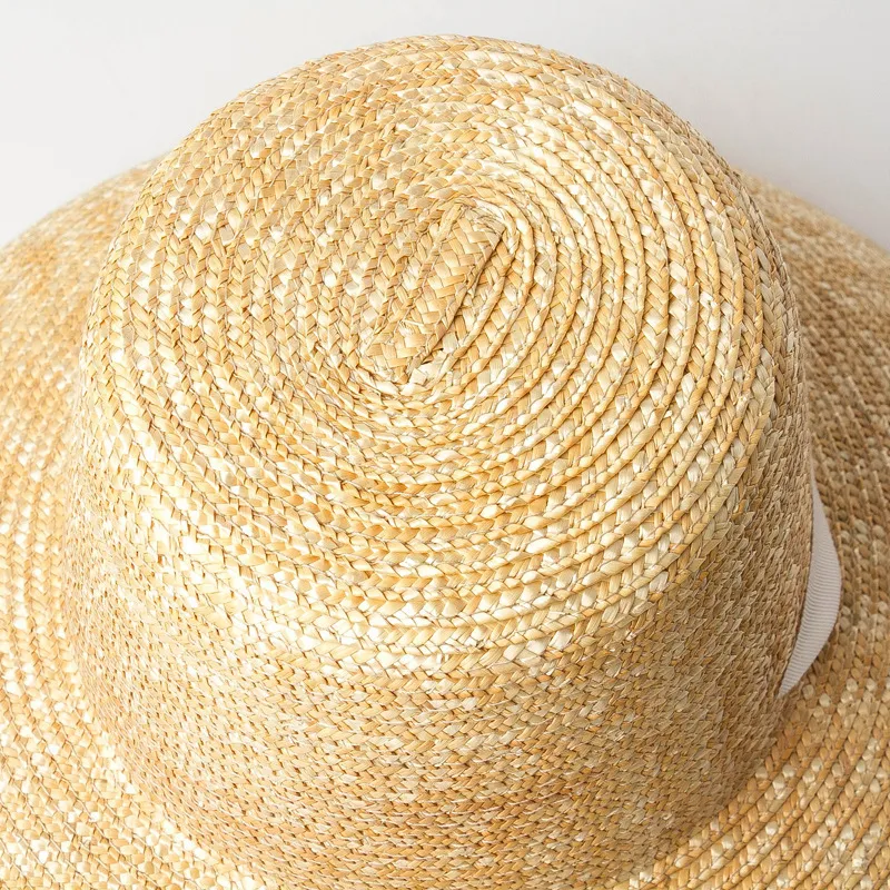 USPOP Summer For Women Natural Wheat Straw High Flat Top Długie Wstążka Koronkowa koronka Słońce szerokie Brim Beach Hats 220607265o