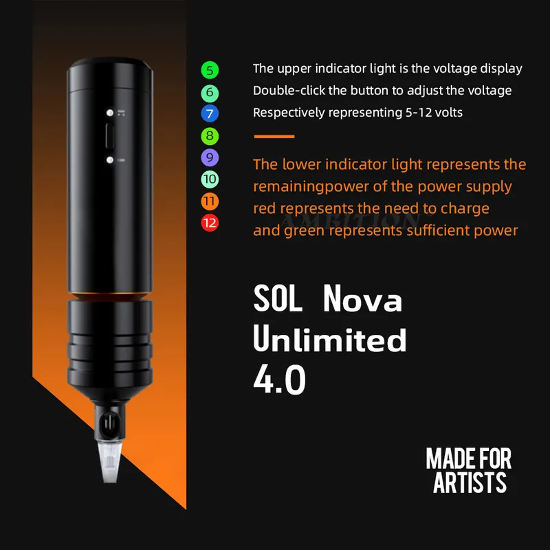 Xnet Sol Nova Unlimited Wireless Tattoo Machine Pen Coreless DC Motor för Artist Body Art 220624