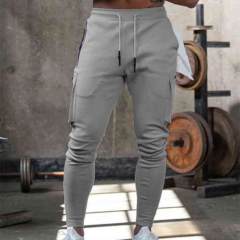 Hommes Jogger Pantalons de survêtement Homme Gymnases Workout Fitness Coton Pantalon Homme Casual Mode Skinny Track Pantalon Zipper conception Pantalon G220713