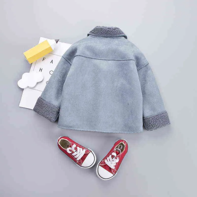 2021 Inverno Nuovi bambini Giacca in pile caldo Giacca tinta unita bambini Moda autunno Neonati maschi e ragazze Capispalla spessa Abbigliamento J220718