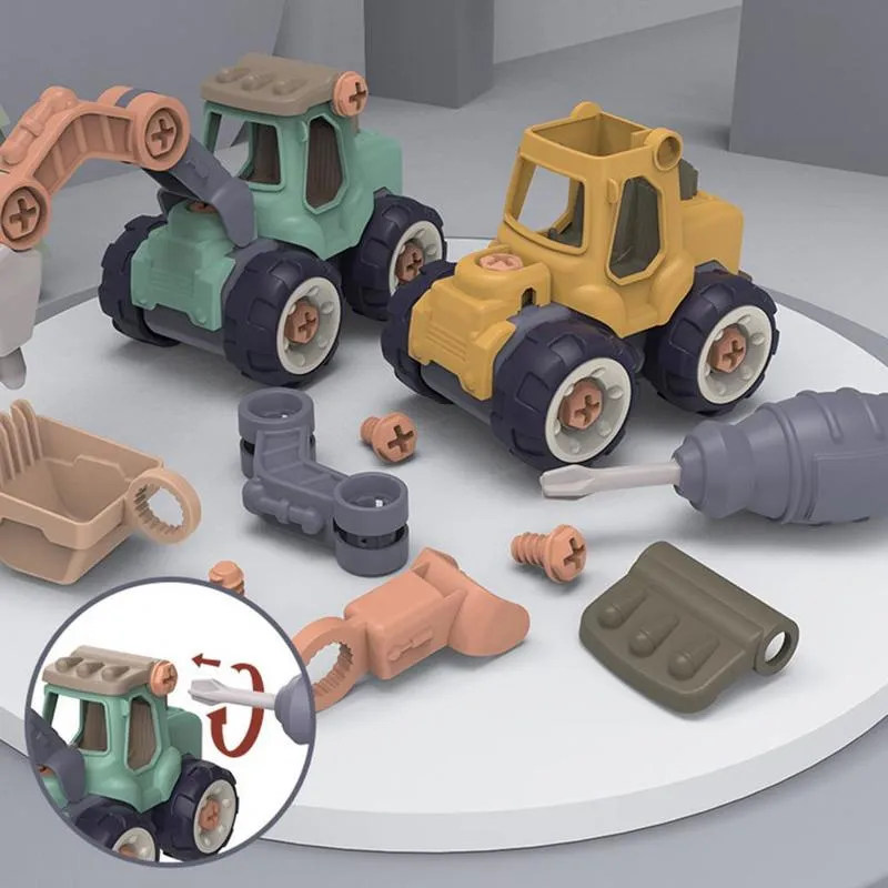 Yaratıcı Minuature Yükleme Boşaltma Plastik Diy Kamyon Toysembly Mühendislik Araba Seti Çocuk Eonal Oyuncak Çocuk Hediyeleri 220702