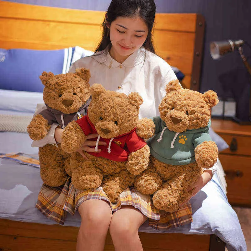 High Quality Cm Beautiful Teddy Bear Doll Cuddle Wearing Cloth Plush Toy Lovers Girls Birthday Baby Gift J220704