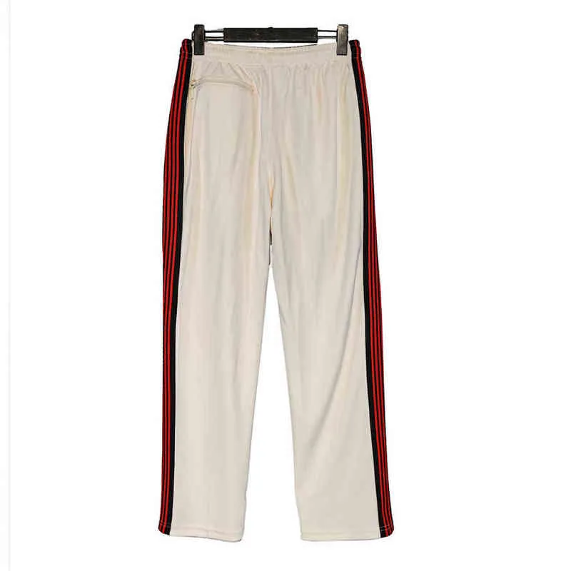 2022 broderie coeur papillon AWGE aiguilles pantalons de survêtement hommes femmes noir rouge rayure aiguilles pantalon abricot piste pantalon T220803