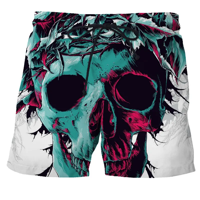 Summer Casual Shorts Spodnie sportowe Mężczyznę Skull Card Beach Fashion Gym Oversised 220611
