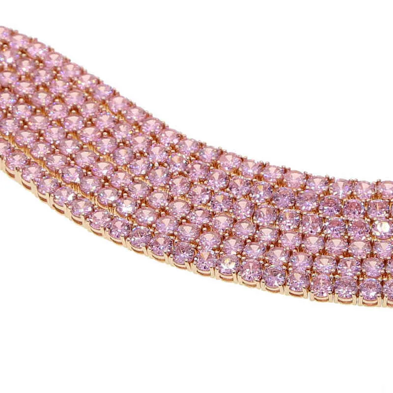 Femmes bracelets de cheville nouveau 5A CZ breloque en Zircon bracelet de cheville glacé Bling or Rose argent couleur Rose Cz 5mm chaîne de Tennis pour bijoux 2207041758454