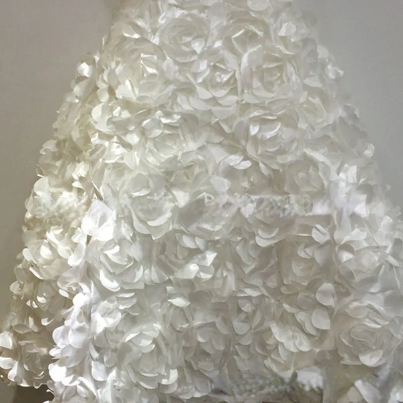 2122 Söt 3D Flower Girl Dresses For Wedding Spaghetti Lace Floral Applicques Tiered kjolar Girls Pageant Dress Kids Birthday Party303V