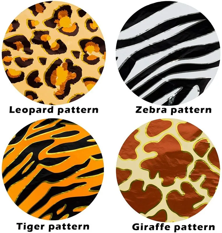 20 шт. 18 дюймов круглых фольгировов Tiger Leopard Zebra Pattern Helium Balloon Globos Jungle Safari Tropical Party Decore 220527