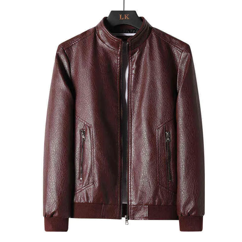 Ny mode Autumn Winter Warm Male Leather Jacket Plus Size 8xl Mens Stand Collar Jacket Läder Motorcykeljackor Pickla Jacka L220801
