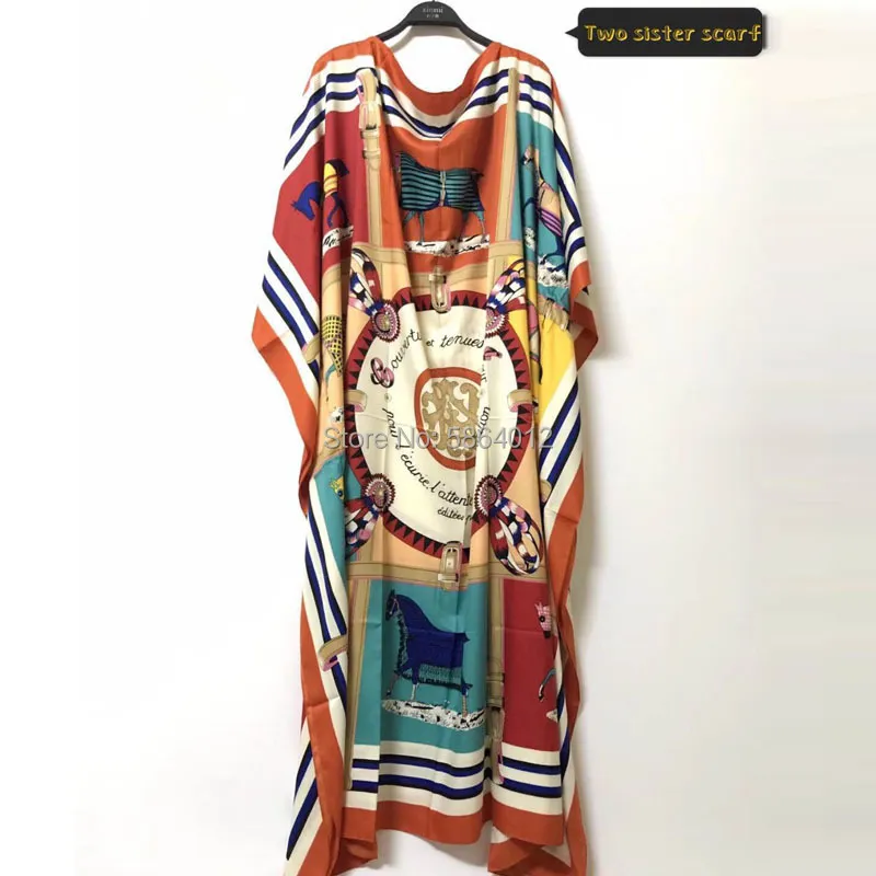 아프리카 패션 블로거 추천 인쇄 실크 카프탄 맥시 드레스 느슨한 여름 해변 보헤미안 카프탄 긴 드레스 220714