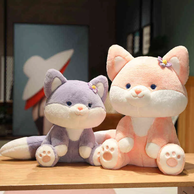 Pc Cm Real Life Fox Cuddly Animal Dolls Children Pillow Toys Bedroom Decor Stuffed Birthday Gift J220704
