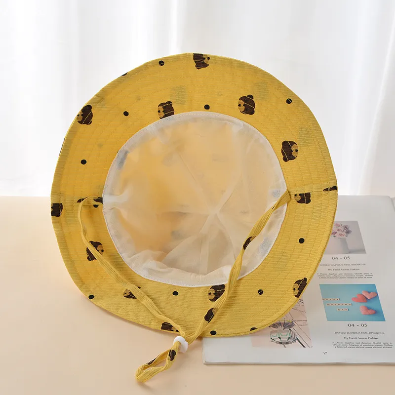 Nuevo sombrero de cubo para bebé con orejas de oso de dibujos animados bonito, gorros de sol para niños y niñas de verano al aire libre, sombreros de pescador para niños pequeños