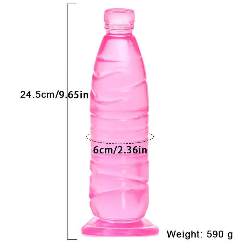 Nxy Consoladores Dongs Botella de agua mineral xxl Consolador Anal Plug con ventosa Expansión del pene Vagina Estimular grandes juguetes para adultos para mujeres parejas 220420