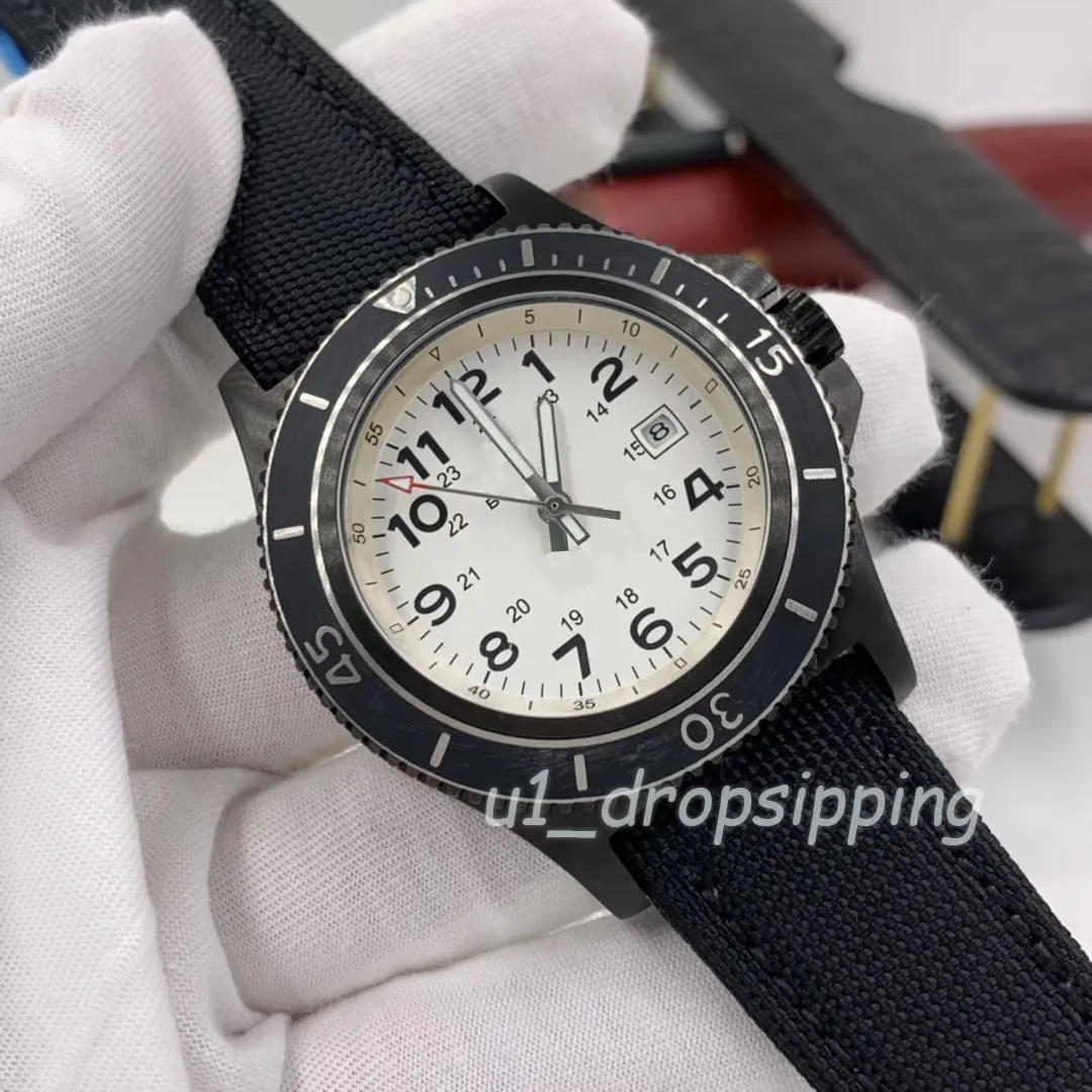 Механические часы, мужские часы, 46 мм, большой белый циферблат, резиновый ремешок, вращающийся безель, модные наручные часы1893