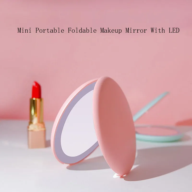 Mini miroir de maquillage LED de poche Portable Compact 10X grossissant luminosité avec lumière ronde main 220509