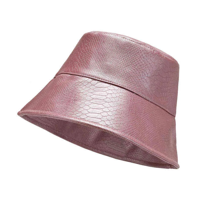 Unisex pu bucket hattar kvinnor vinter utomhus resa panama hatt män ren färg solbonnet camping fiskare hatt g220418