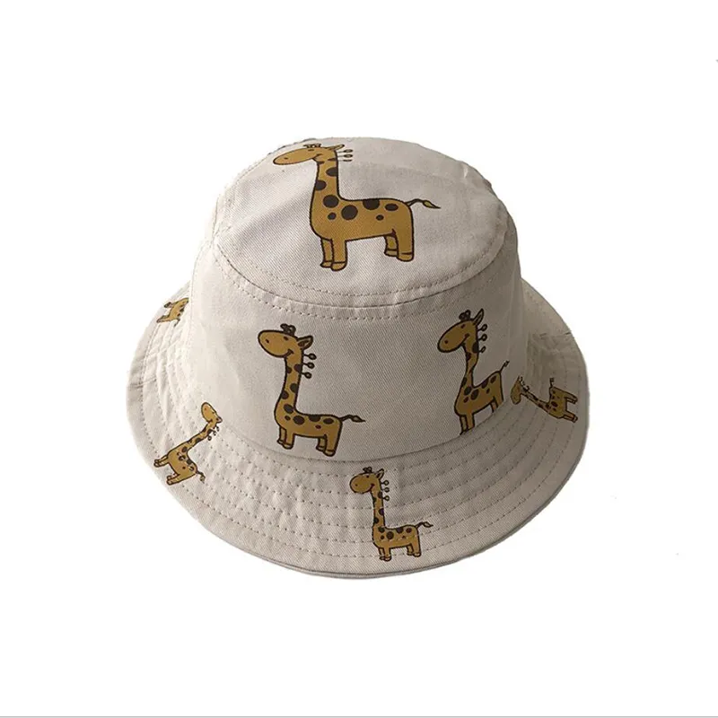 Cartoon Giraffa Bambini Cappello a secchiello Ragazze Ragazzi Panama Cap Primavera Estate Outdoor Casual Sole 3-8 anni 220513