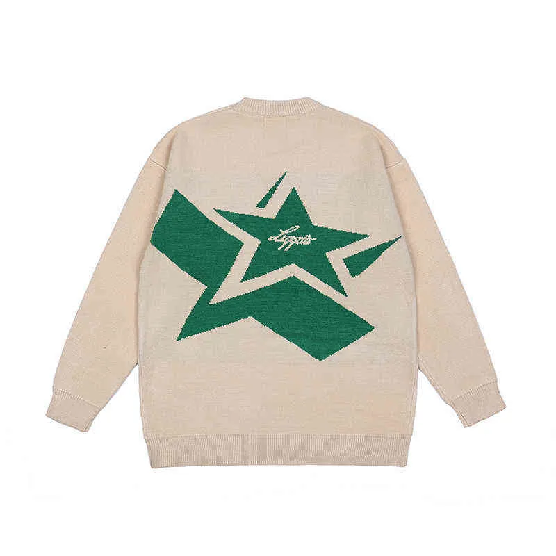 Japanska retro bet -stjärnor Crew Neck Sweater Män och kvinnor Pullover High Street Oversize Loose Casual Autumn Sweaters T220730