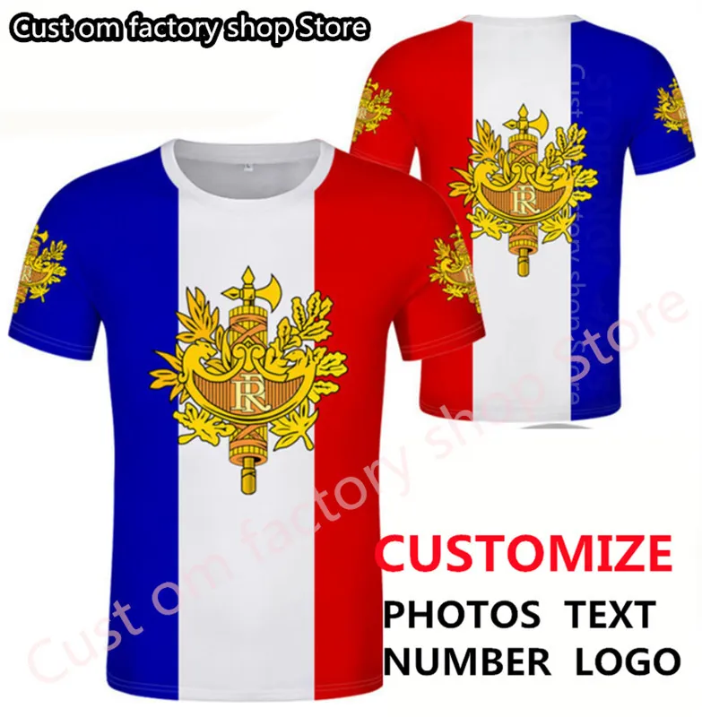 France t-shirt bricolage gratuit nom personnalisé numéro t-shirt français Nation drapeau République Fr imprimer texte p o vêtements 220616