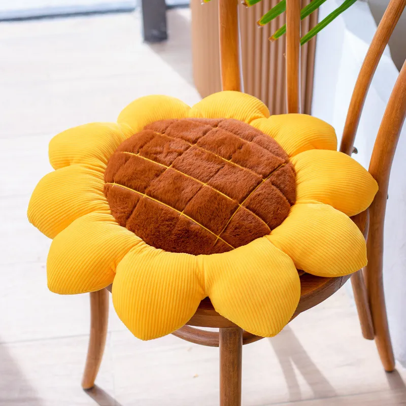 40 50 70 cm peluche tournesol en peluche plante siège coussin fleurs décor oreiller accessoires pour canapé chaise intérieur sol 220531