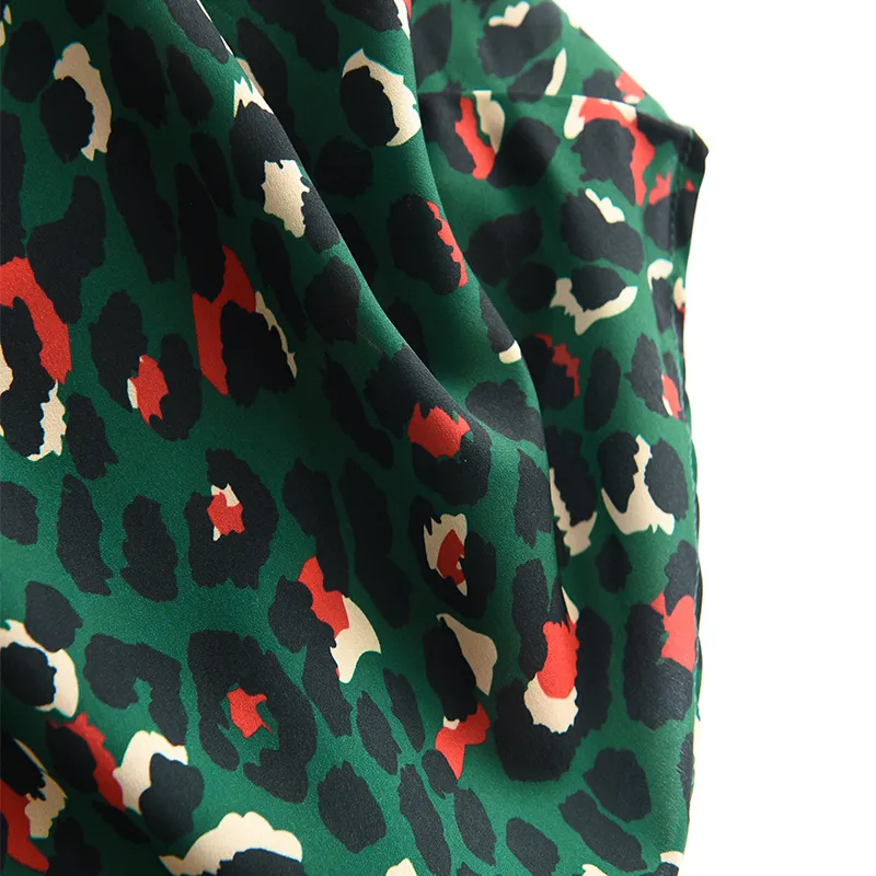Färgglada Leopard Print Long Kjol Kvinnor Ladies Green High Waist Split A-Line Maxi Kvinna 220317