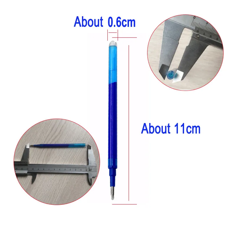 07mm 05mm Erasable Pen Refill Slide Press Washable Handle Blue Black Ink Stationery Rods Dractable Erasable Gel Pennor 220714