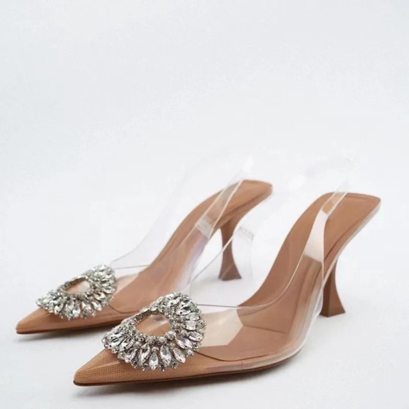 Sapatos para mulheres sandálias Zarz Luxury Summer Fashion Transparentes s Ponto Heelled Slippers Woman Sexy Bombas 220701