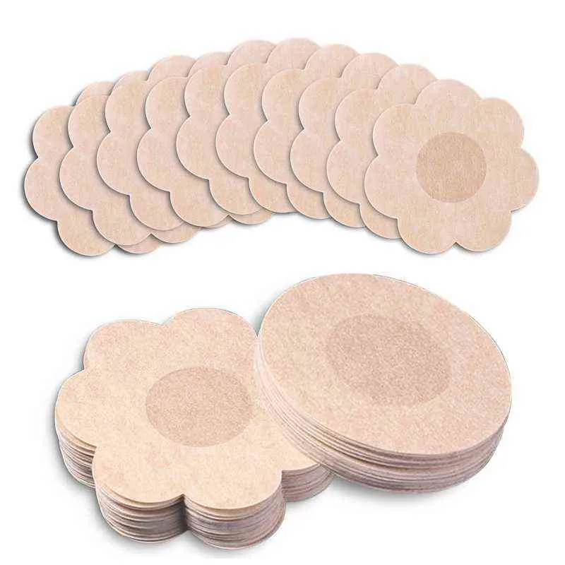 Nxy Breast Pad Disposable Non Woven Nipple Covers Round Petal Pasties Self Adhesive Chest Sticker Invisible No Show Breas2822072