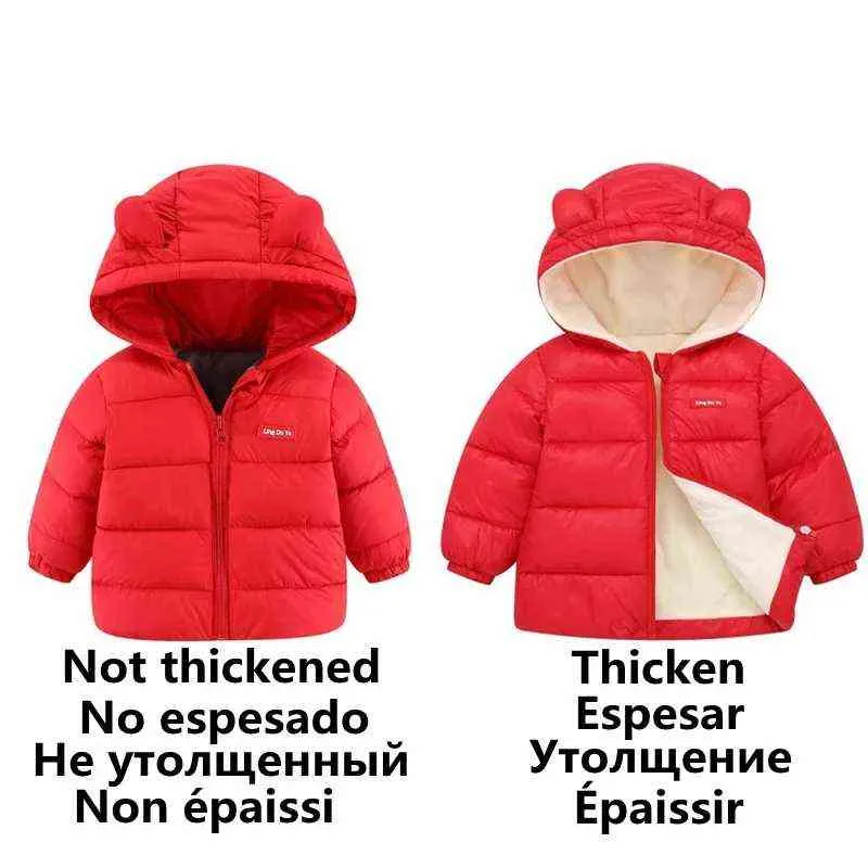 Мальчики девочки вниз куртки с капюшоном осенняя зима дети теплые густые флисовые мультипликационные курты детская одежда верхняя одежда 0-6y J220718