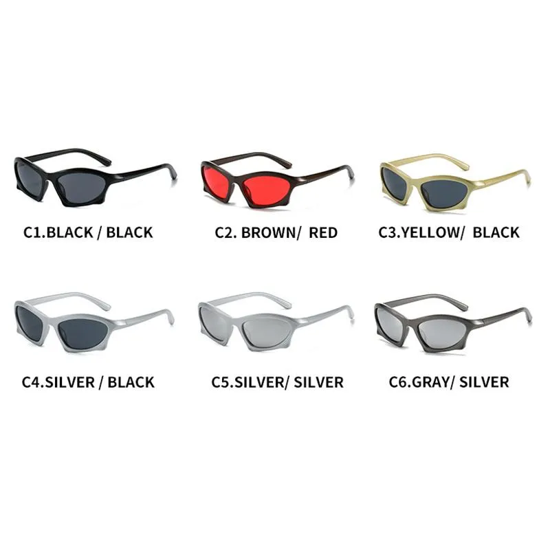 サングラスY2K男性のためのファッションを包む女性女性迅速な楕円形のダークスポーツシェードメガネUV400 Eyeglassessunglasses240T