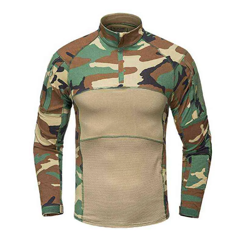 Tactical Combat Shirt Men Cotton Military Uniform Cotton CP Camouflage T- Shirt Multicam US Army Clothes Camo Long Sleeve Shirt L220706