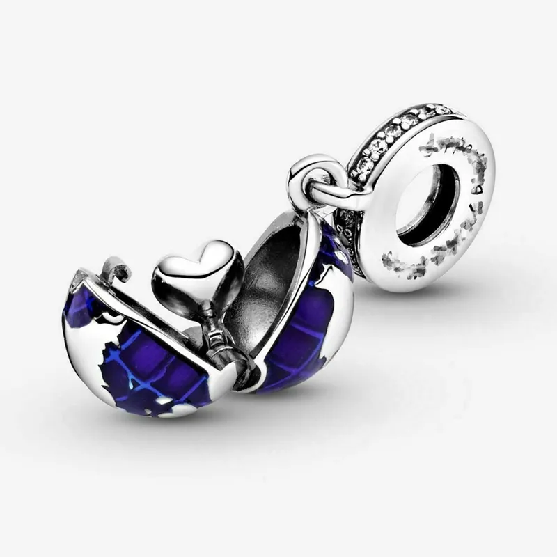 Our Blue Planet Dangle Charm 925 Silver Pandora Charms for Bracelets DIY Jewelry Making kits Loose Beads Silver wholesale 798774C01