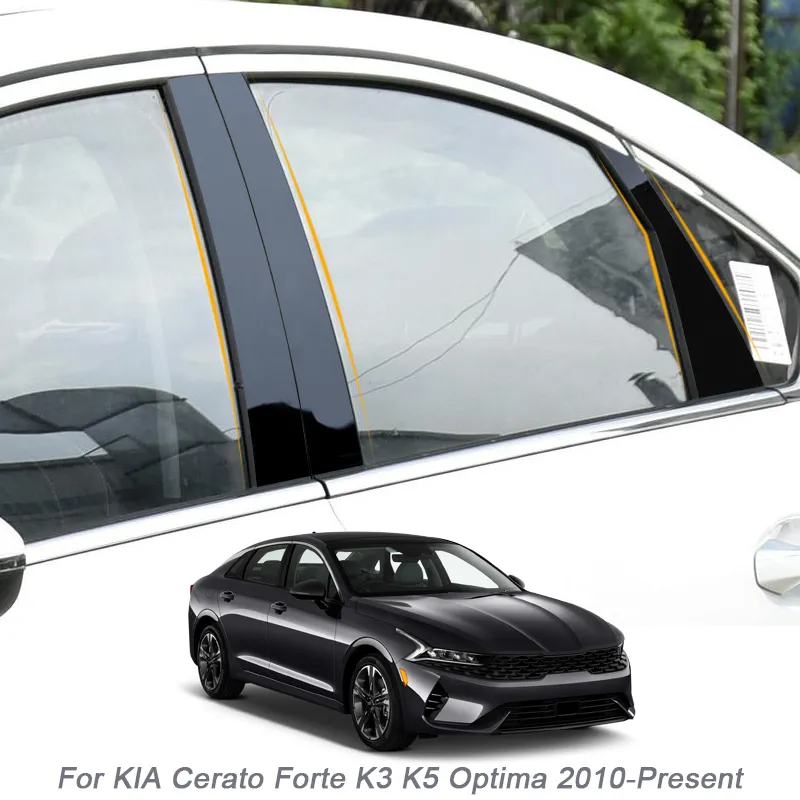 Film anti-rayures de garniture d'autocollant de pilier central de fenêtre de voiture de 6 pièces pour KIA Cerato Forte K3 YD BD K5 Optima TF JF DL3 2010-présent