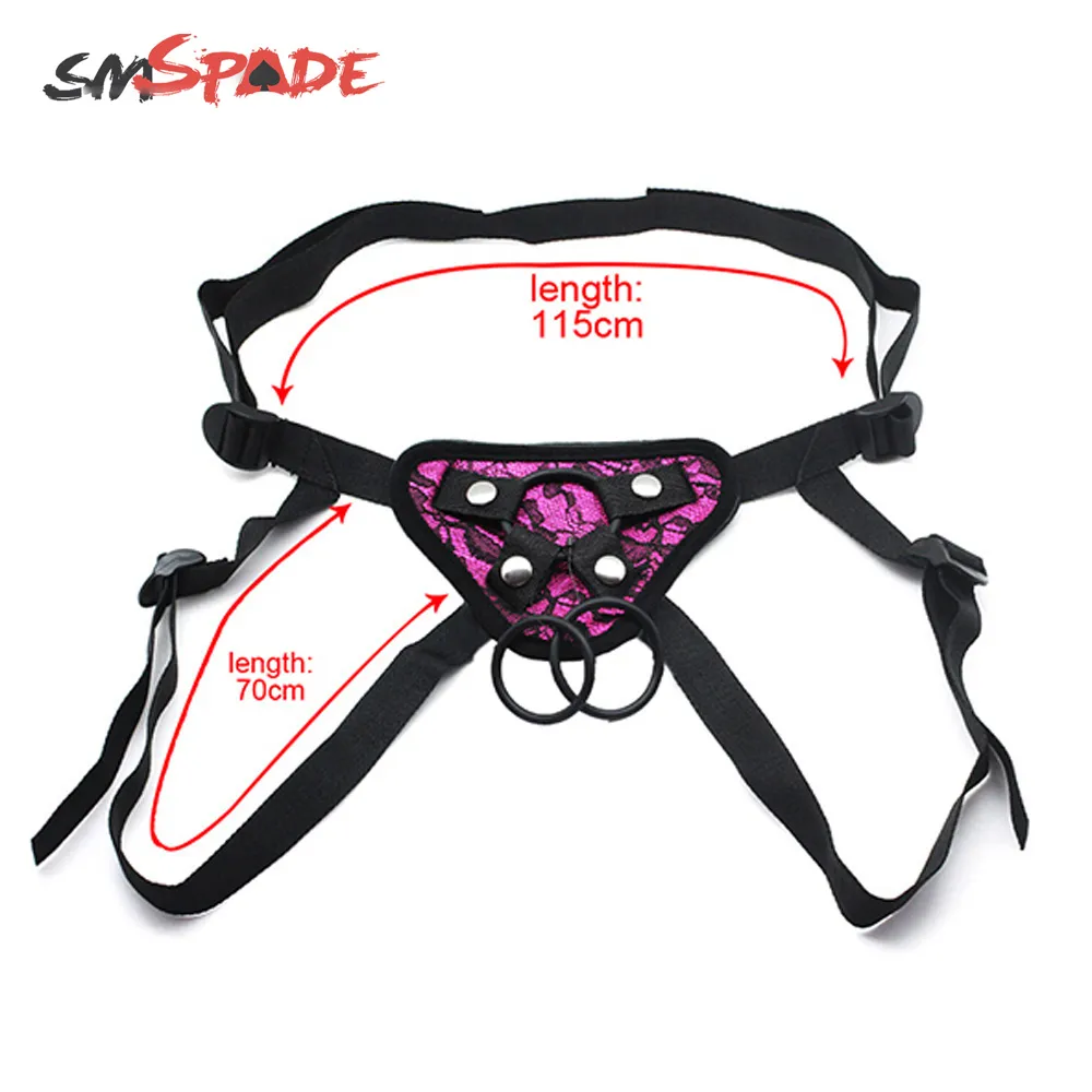 SMSPADE Seduction Black With Red Lace Strapon Dildos Harness Lesbian Couples sexy Products Adult Game Toy