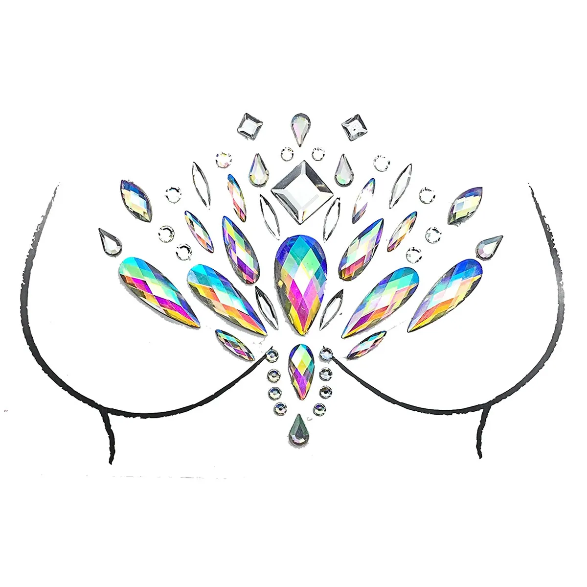 New Sexy Chest Crystal Resin Drill Tattoo Sticker Bar Music Festival Rhinestone Tattoo Stickers Carnival Party Chest Decoration6427067