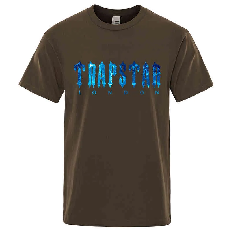 Summer Trapstar London undervattensblå tryckt t-shirt Män andas Casual Short Sleeve Street överdimensionerade märke T-skjortor