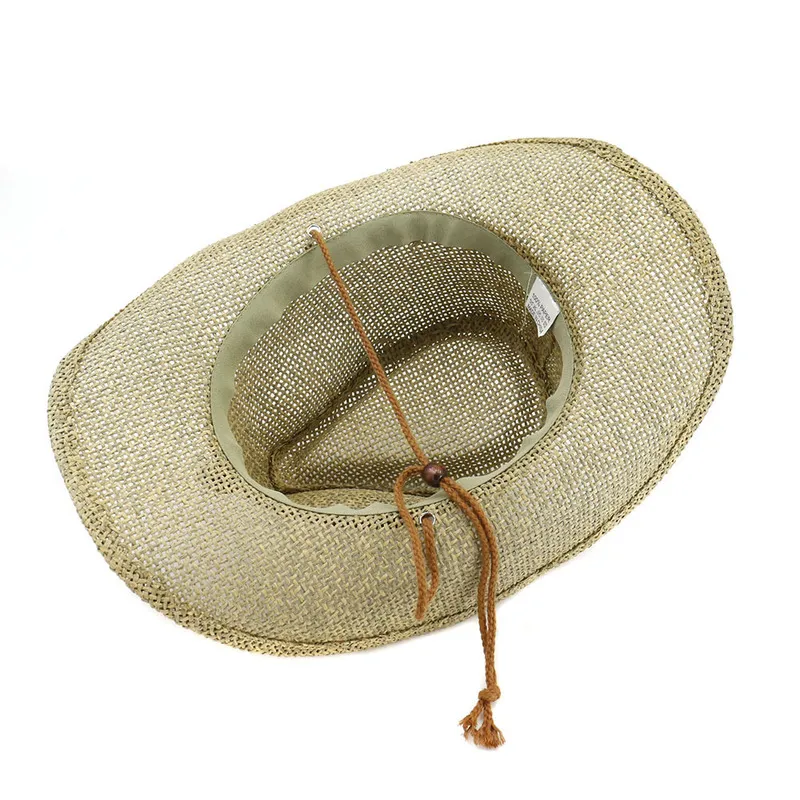 Chapéu de sol para chapéus de verão de homens e mulheres, chapéu de palha ocidental de cowboy de praia HA18 220407219W