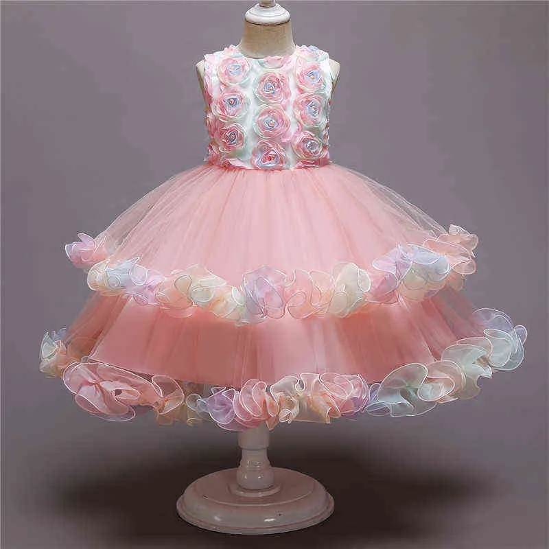 Flickor Princess Dress Flower Kids Party Costume Elegant Wedding Birthday Tutu Formella klänningar Barn brudtärna Pagent G2205184108951