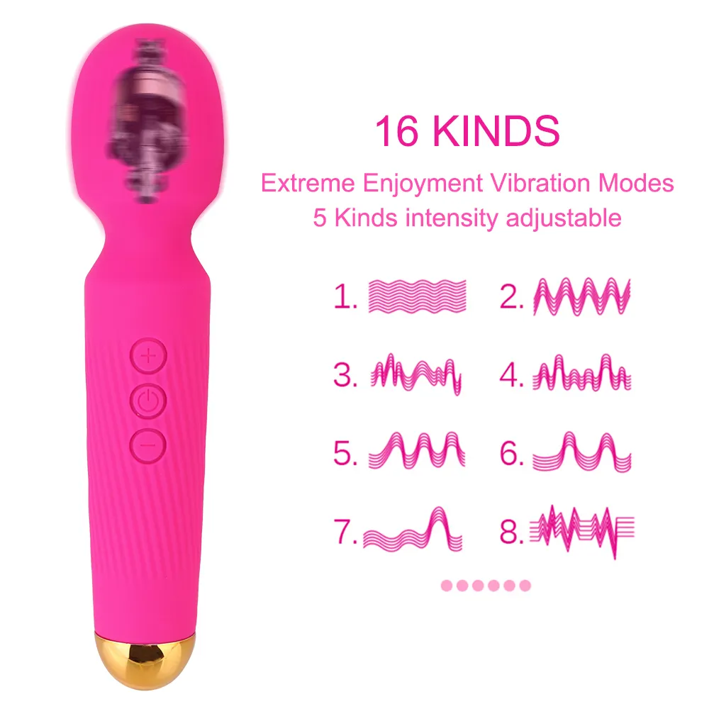 Ikoky 16 Frequency AV Wand Vibrator for Woman Wireless Vibration Dildos Justera klitoris vibratorer Magic Sexy Toys